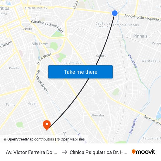 Av. Victor Ferreira Do Amaral, 3377 to Clínica Psiquiátrica Dr. Hélio Rotenberg map