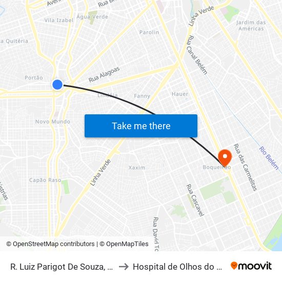 R. Luiz Parigot De Souza, Colégio Bagozzi to Hospital de Olhos do Paraná - Carmo map