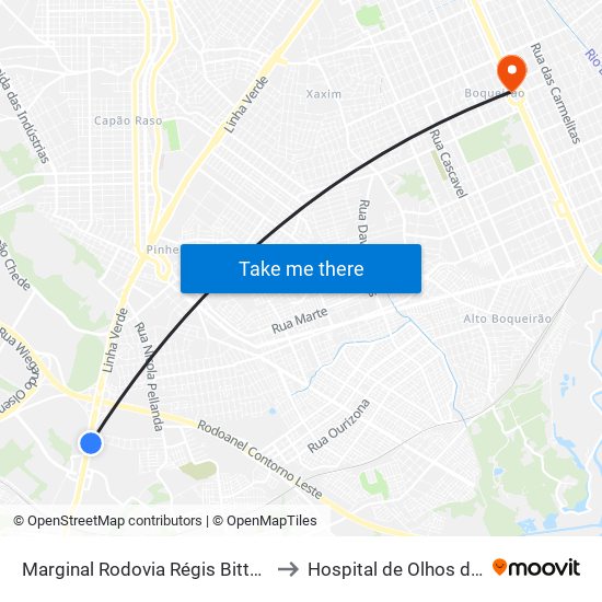 Marginal Rodovia Régis Bittencourt (Br 116) - Ceasa to Hospital de Olhos do Paraná - Carmo map