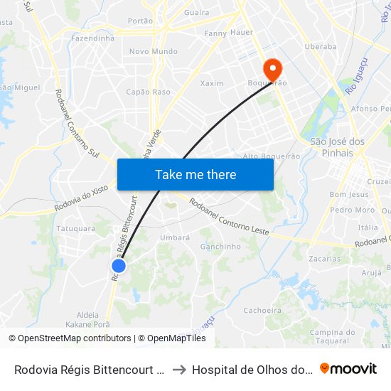 Rodovia Régis Bittencourt (Br 116) - Passarela to Hospital de Olhos do Paraná - Carmo map