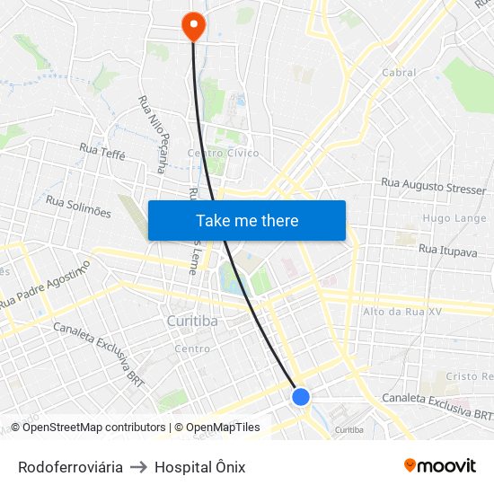 Rodoferroviária to Hospital Ônix map