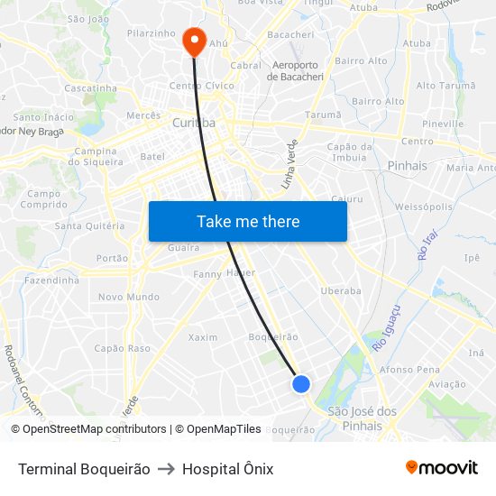 Terminal Boqueirão to Hospital Ônix map