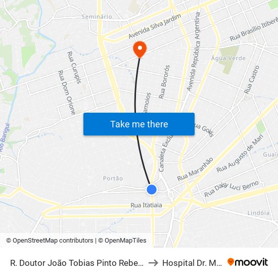 R. Doutor João Tobias Pinto Rebelo, 3500 to Hospital Dr. Muricy map