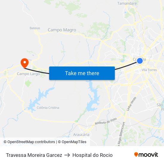 Travessa Moreira Garcez to Hospital do Rocio map