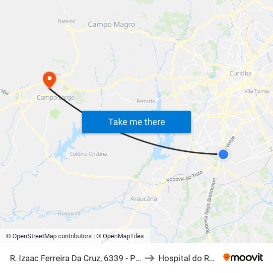 R. Izaac Ferreira Da Cruz, 6339 - Pluma to Hospital do Rocio map