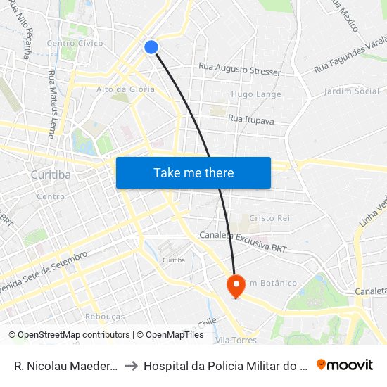 R. Nicolau Maeder, 562 to Hospital da Policia Militar do	Paraná map