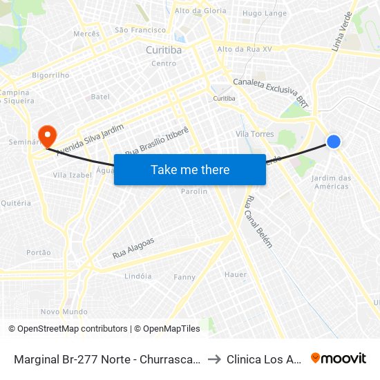 Marginal Br-277 Norte - Churrascaria Marumbi to Clinica Los Angeles map