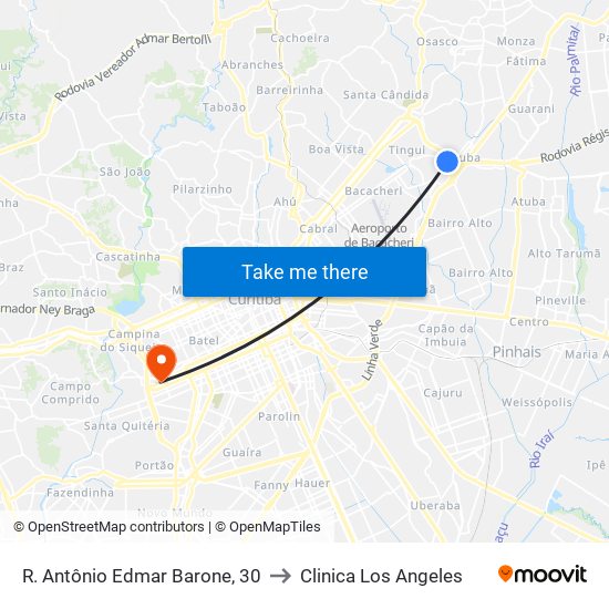R. Antônio Edmar Barone, 30 to Clinica Los Angeles map