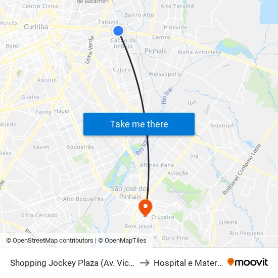 Shopping Jockey Plaza (Av. Victor Ferreira Do Amaral, 2300) to Hospital e Maternidade São José map