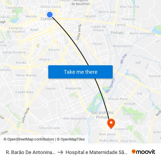 R. Barão De Antonina, 528 to Hospital e Maternidade São José map