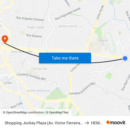 Shopping Jockey Plaza (Av. Victor Ferreira Do Amaral, 2694) to HEMEPAR map