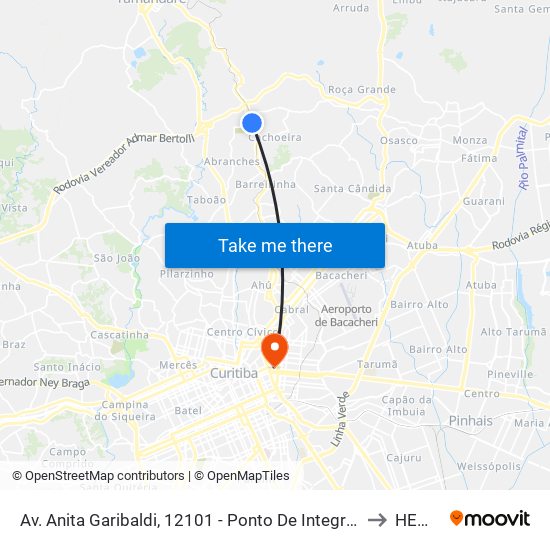 Av. Anita Garibaldi, 12101 - Ponto De Integração Temporal (Desembarque) to HEMEPAR map
