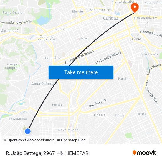 R. João Bettega, 2967 to HEMEPAR map
