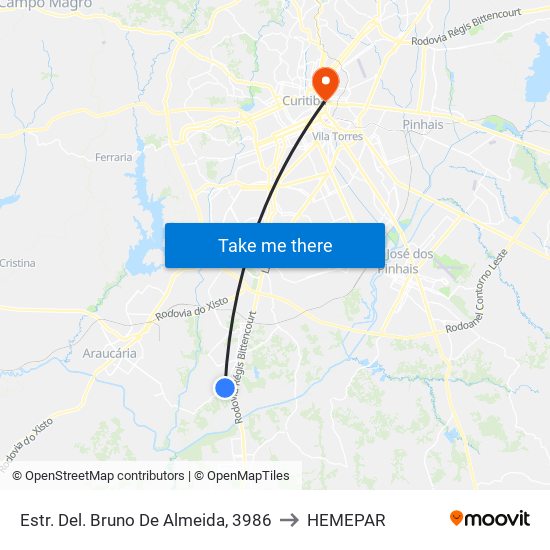 Estr. Del. Bruno De Almeida, 3986 to HEMEPAR map