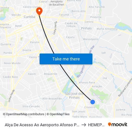 Alça De Acesso Ao Aeroporto Afonso Pena to HEMEPAR map