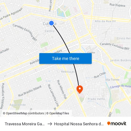 Travessa Moreira Garcez to Hospital Nossa Senhora da Luz map