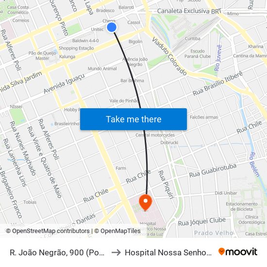 R. João Negrão, 900 (Ponte Preta) to Hospital Nossa Senhora da Luz map