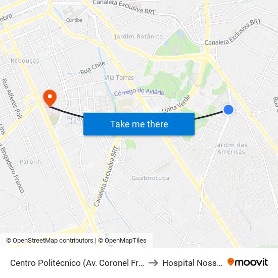 Centro Politécnico (Av. Coronel Francisco Heráclito Dos Santos, 400) to Hospital Nossa Senhora da Luz map