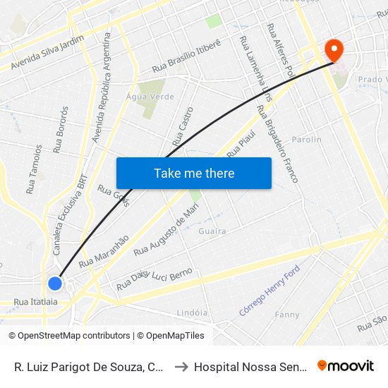 R. Luiz Parigot De Souza, Colégio Bagozzi to Hospital Nossa Senhora da Luz map