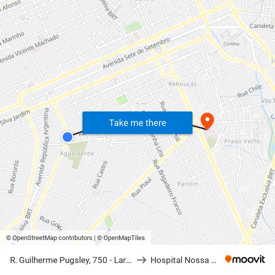 R. Guilherme Pugsley, 750 - Largo Doutor Acir Mullinari to Hospital Nossa Senhora da Luz map