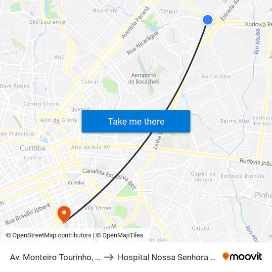 Av. Monteiro Tourinho, 1599 to Hospital Nossa Senhora da Luz map