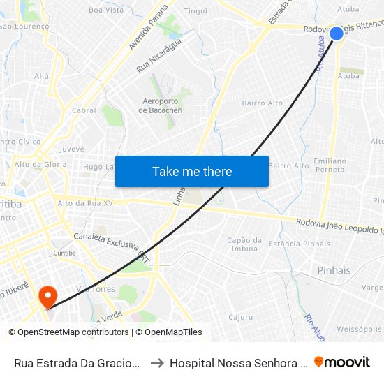 Rua Estrada Da Graciosa, 317 to Hospital Nossa Senhora da Luz map