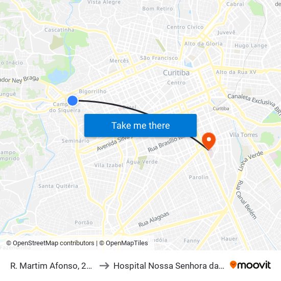 R. Martim Afonso, 2900 to Hospital Nossa Senhora da Luz map