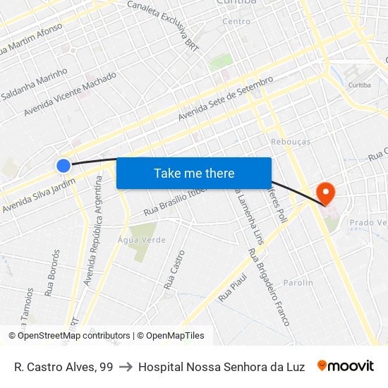 R. Castro Alves, 99 to Hospital Nossa Senhora da Luz map