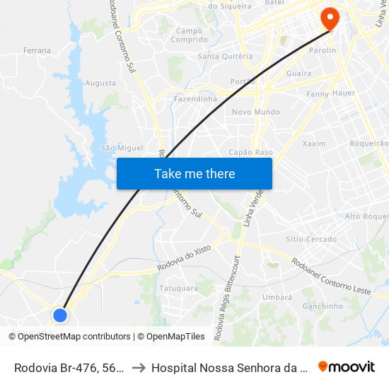 Rodovia Br-476, 5660 to Hospital Nossa Senhora da Luz map