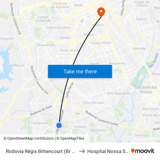 Rodovia Régis Bittencourt (Br 116) - Viaduto Pompéia to Hospital Nossa Senhora da Luz map
