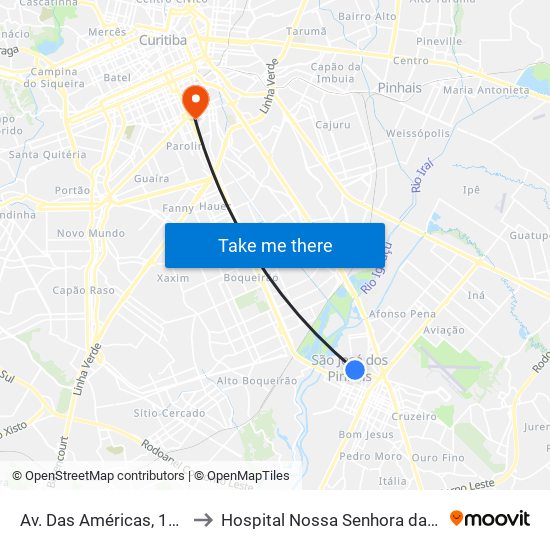 Av. Das Américas, 1111 to Hospital Nossa Senhora da Luz map