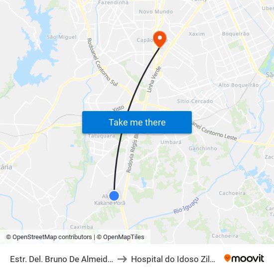 Estr. Del. Bruno De Almeida, 3617 to Hospital do Idoso Zilda Arns map