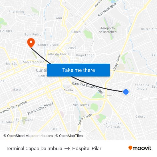 Terminal Capão Da Imbuia to Hospital Pilar map