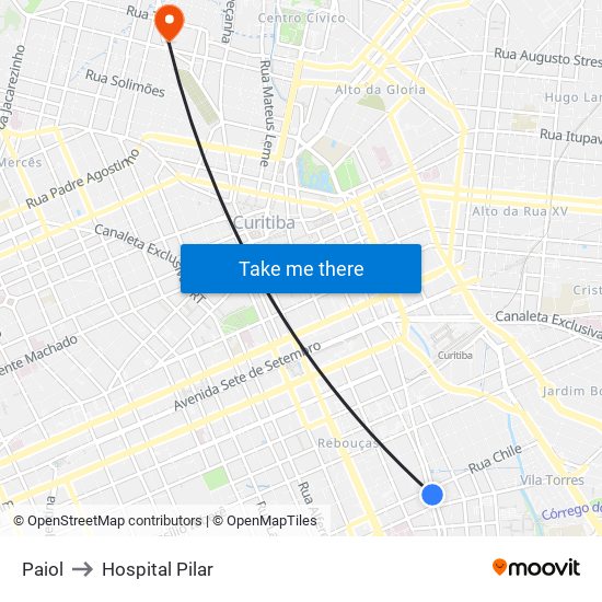 Paiol to Hospital Pilar map