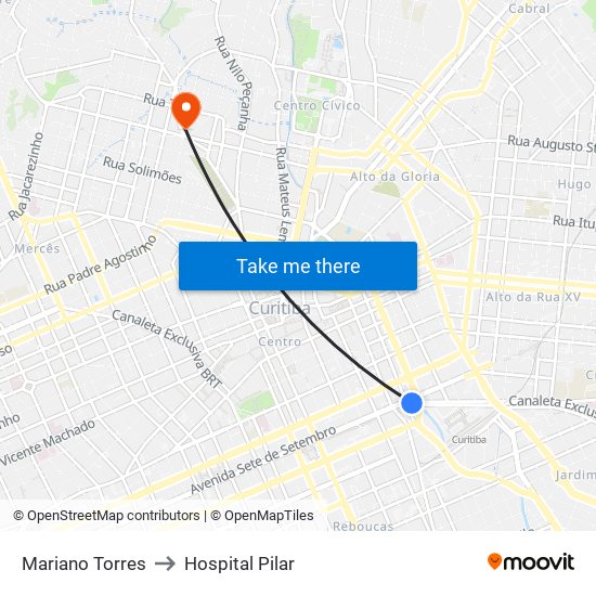 Mariano Torres to Hospital Pilar map