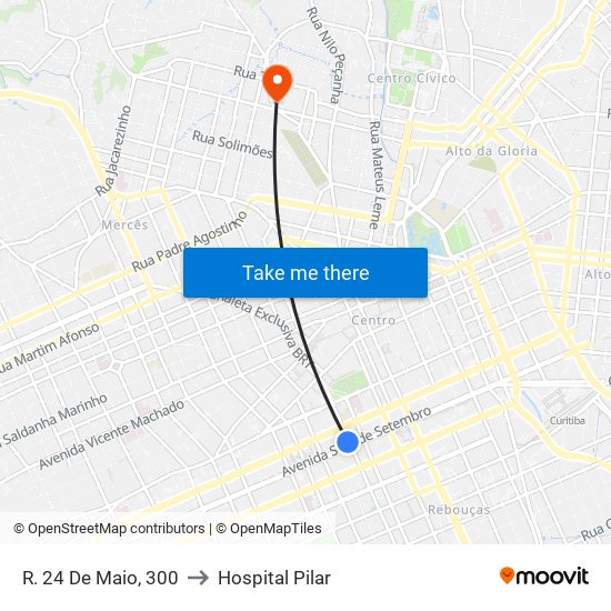 R. 24 De Maio, 300 to Hospital Pilar map