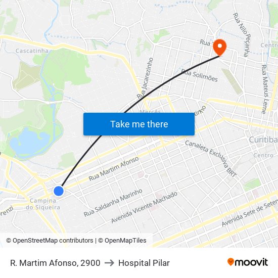 R. Martim Afonso, 2900 to Hospital Pilar map