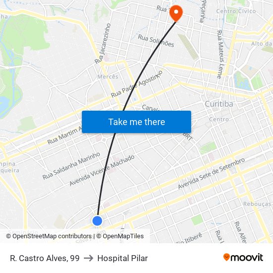 R. Castro Alves, 99 to Hospital Pilar map
