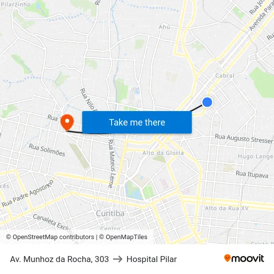 Av. Munhoz da Rocha, 303 to Hospital Pilar map