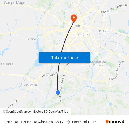 Estr. Del. Bruno De Almeida, 3617 to Hospital Pilar map