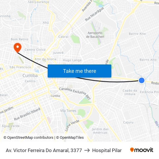 Av. Victor Ferreira Do Amaral, 3377 to Hospital Pilar map