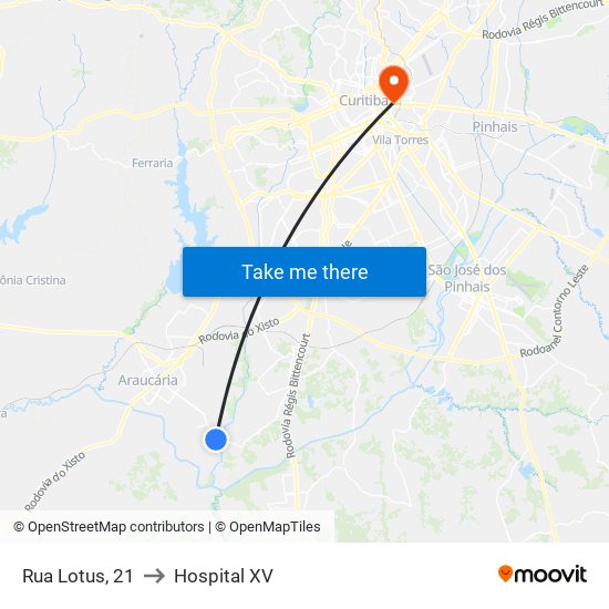 Rua Lotus, 21 to Hospital XV map