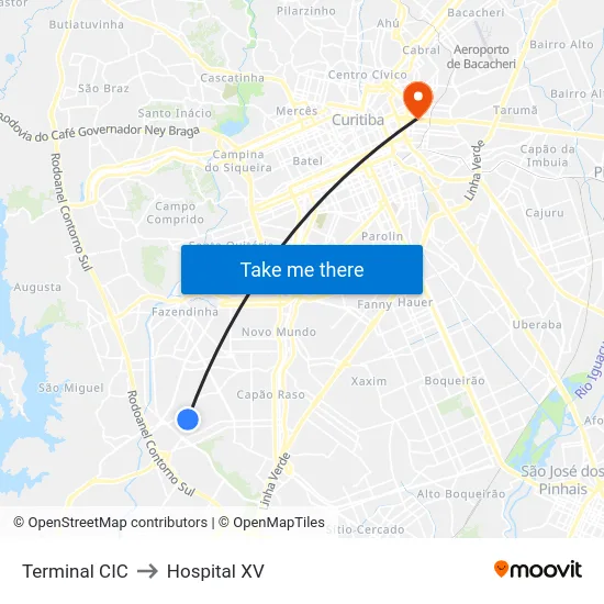 Terminal CIC to Hospital XV map