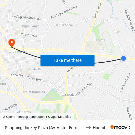 Shopping Jockey Plaza (Av. Victor Ferreira Do Amaral, 2694) to Hospital XV map