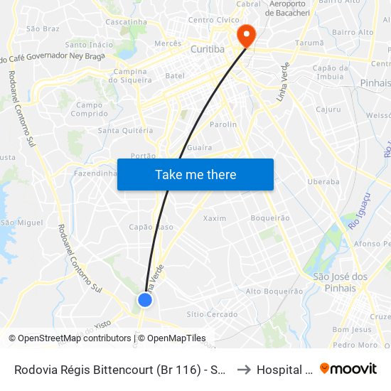 Rodovia Régis Bittencourt (Br 116) - Servopa to Hospital XV map