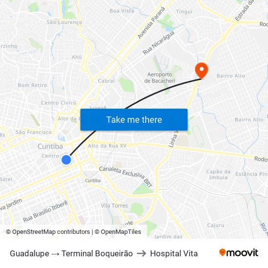 Guadalupe → Terminal Boqueirão to Hospital Vita map