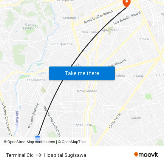 Terminal Cic to Hospital Sugisawa map