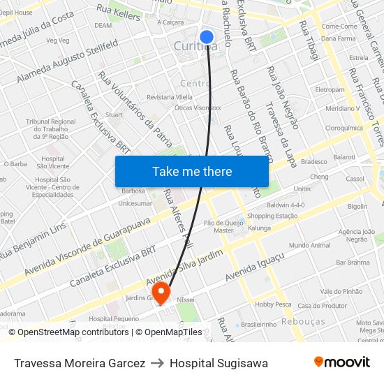 Travessa Moreira Garcez to Hospital Sugisawa map