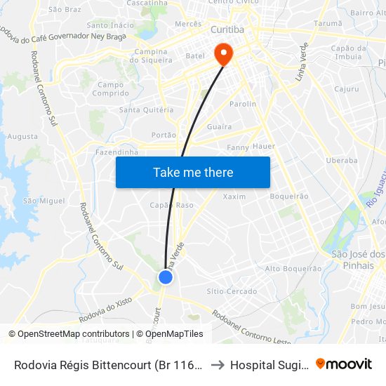 Rodovia Régis Bittencourt (Br 116) - Servopa to Hospital Sugisawa map