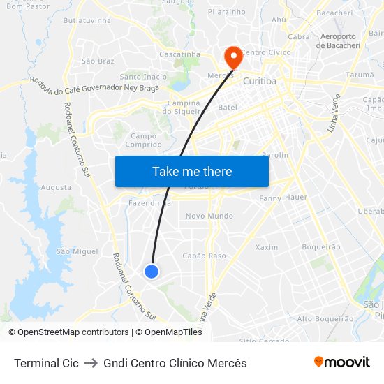 Terminal Cic to Gndi Centro Clínico Mercês map